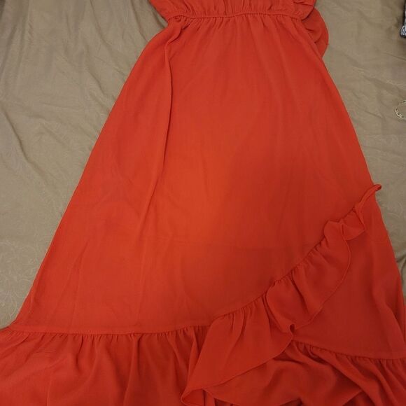 𝅺love..ady-ruffled Cold Shoulder Midi Dress -Size-S - Picture 3 of 8